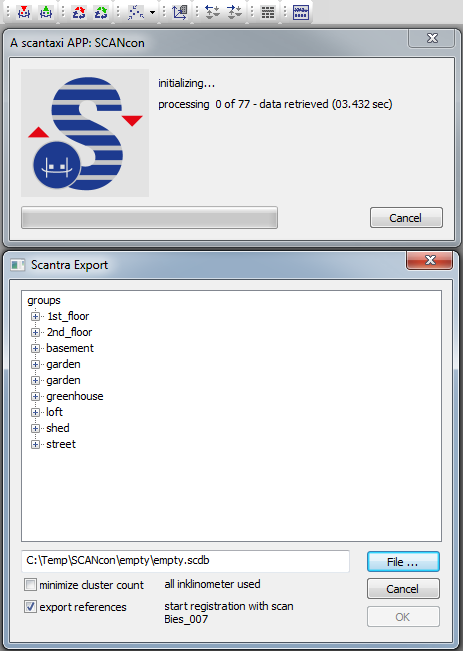 SCANcon export dialog